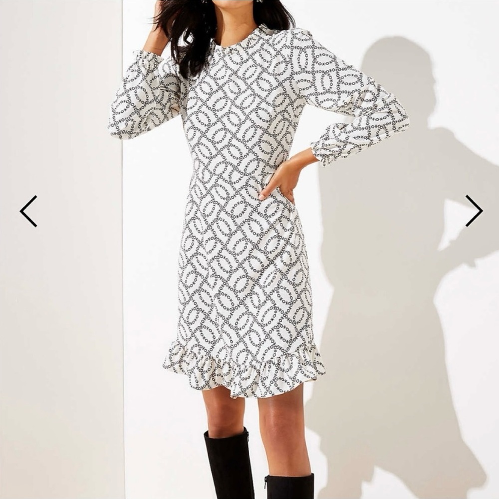 LOFT Flower chain flare dress NWT